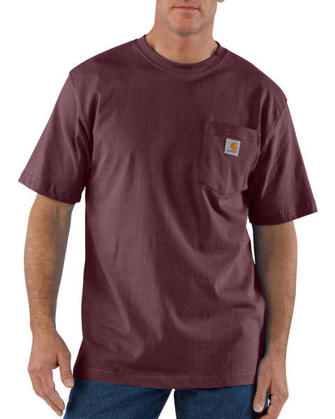 Image #2 - Carhartt Men's Loose Fit Heavyweight Logo Pocket Work T-Shirt - Big & Tall, Port, hi-res