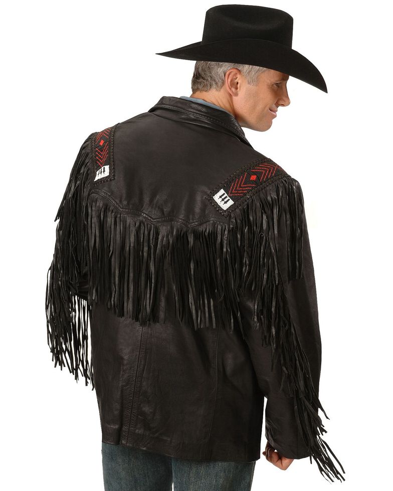 Kobler Mohawk Fringed Leather Jacket, Black, hi-res