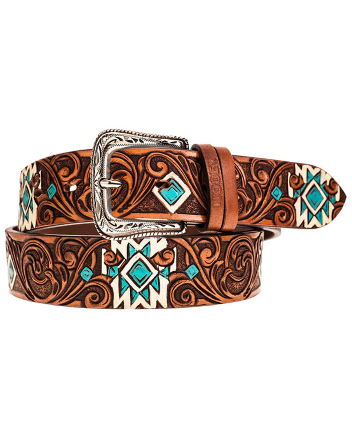 Image #1 - Hooey Women's Tooled Leather Belt, Brown, hi-res
