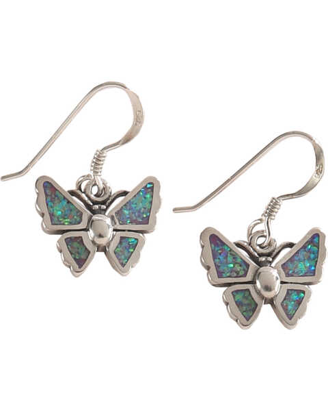 Silver Legends Women's Lavender Opal Butterfly Dangle Earrings, Lavender, hi-res