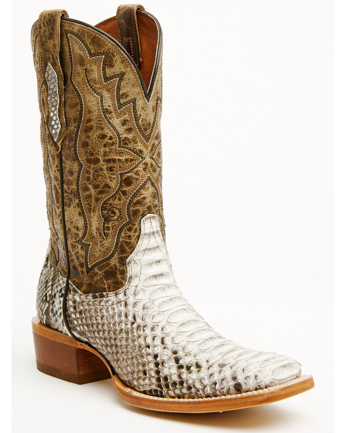 Image #1 - Dan Post Women's Exotic Python Western Boots - Broad Square Toe, Natural, hi-res