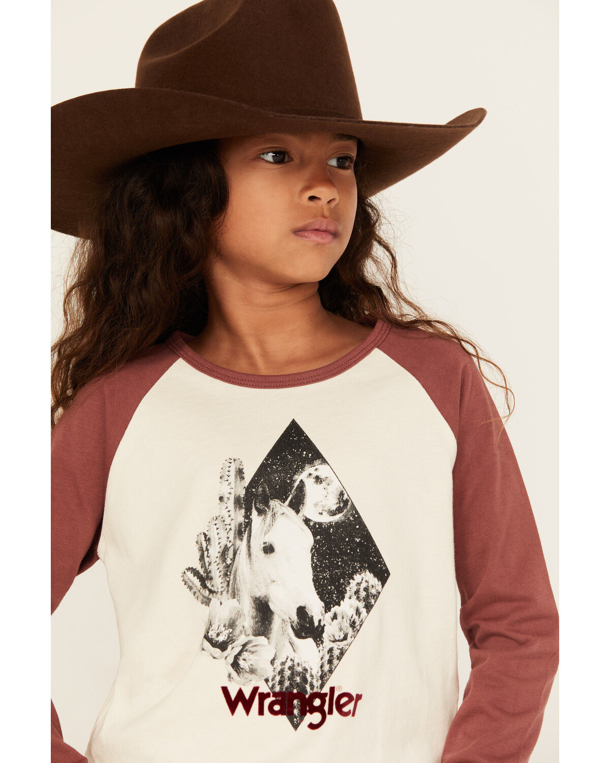 Image #2 - Wrangler Girls' Desert Logo Long Sleeve Graphic Shirt, Rust Copper, hi-res