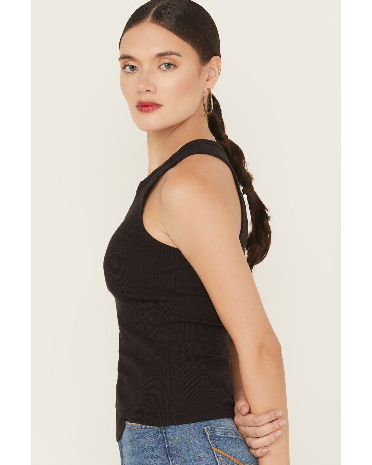 Image #3 - Idyllwind Women's Rhinestone Chain Ribbed Tank, Black, hi-res
