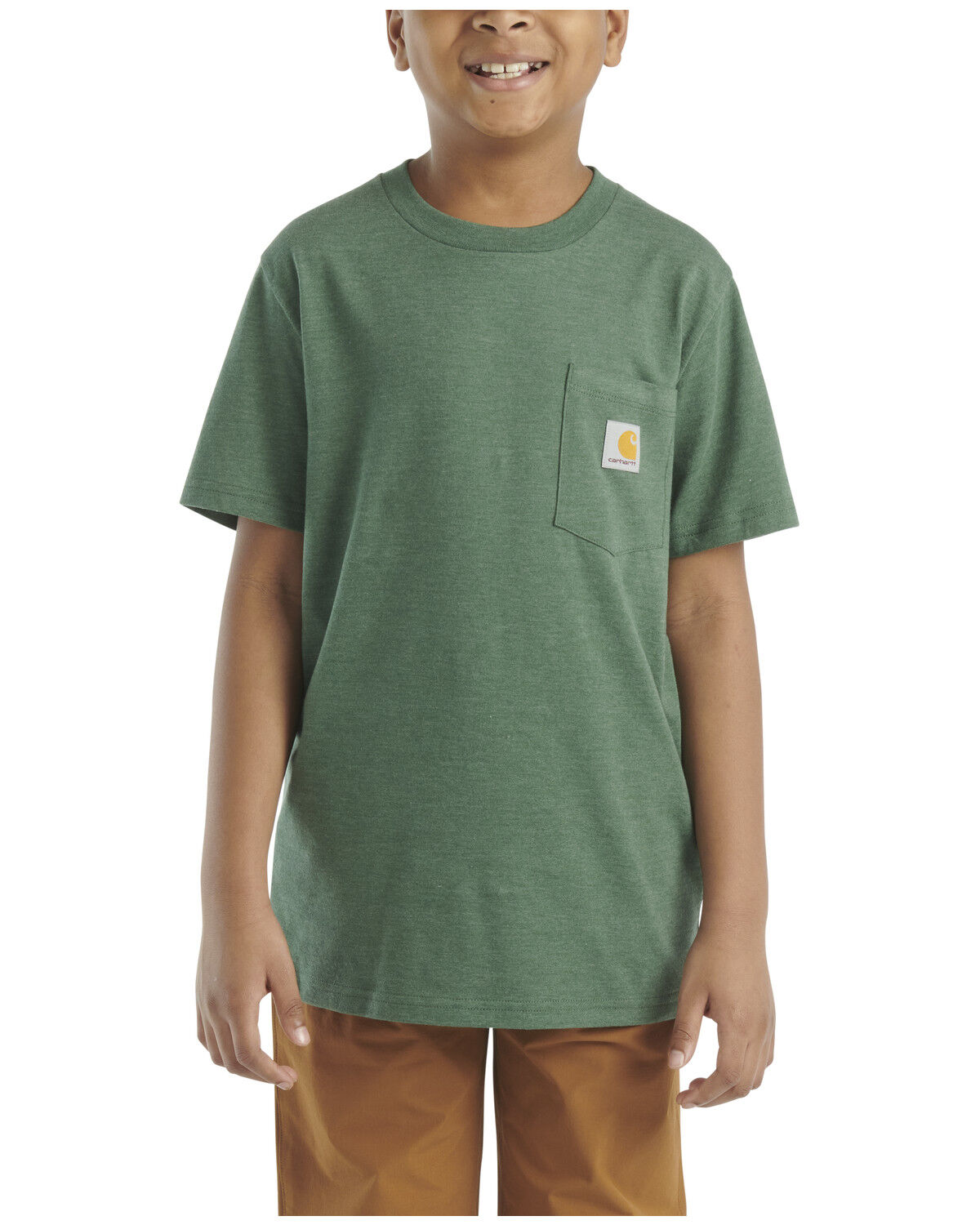 Image #1 - Carhartt Boys' Short Sleeve Pocket T-Shirt, Green, hi-res