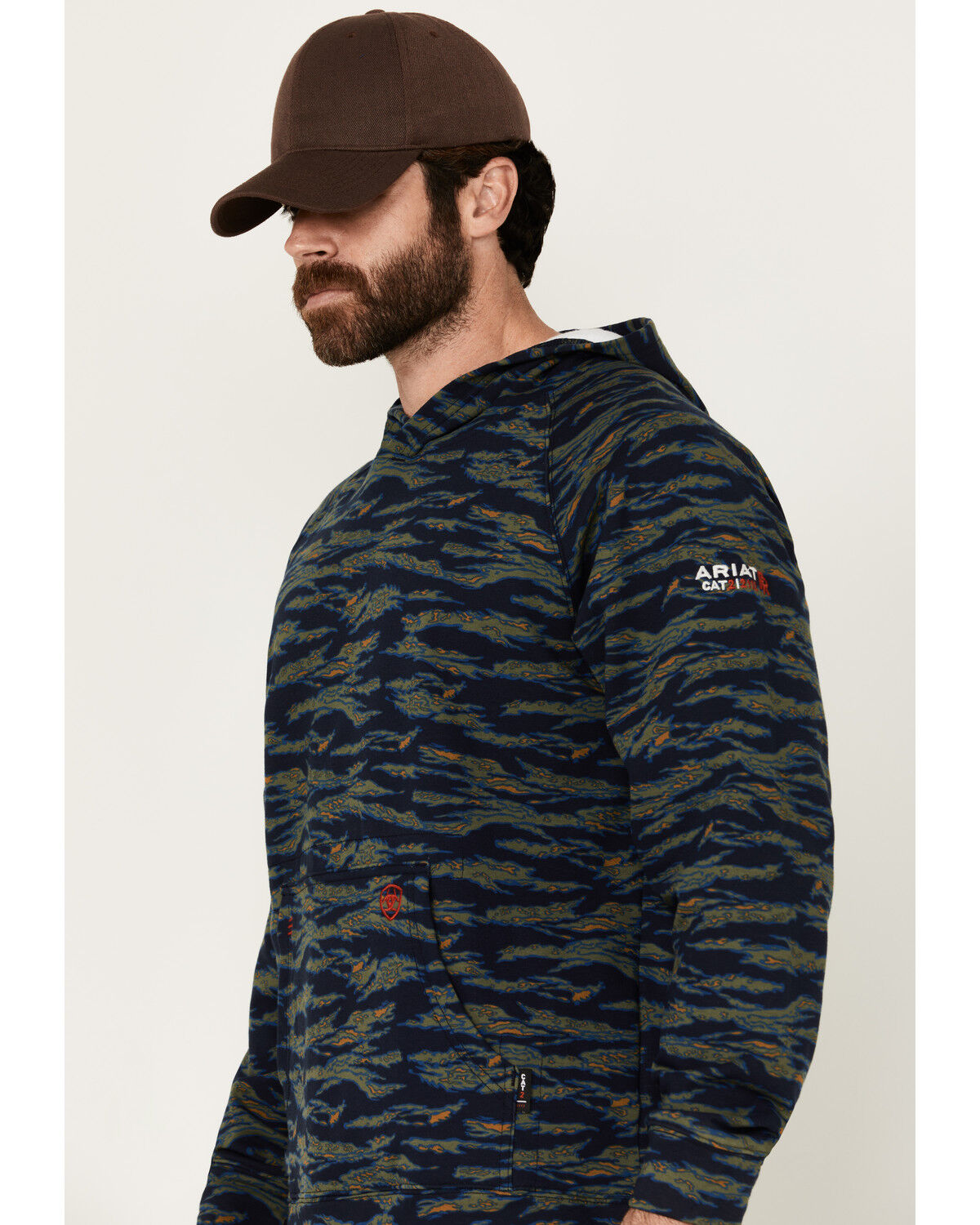 Image #2 - Ariat Men's FR Smoke Hooded Sweatshirt, Blue, hi-res