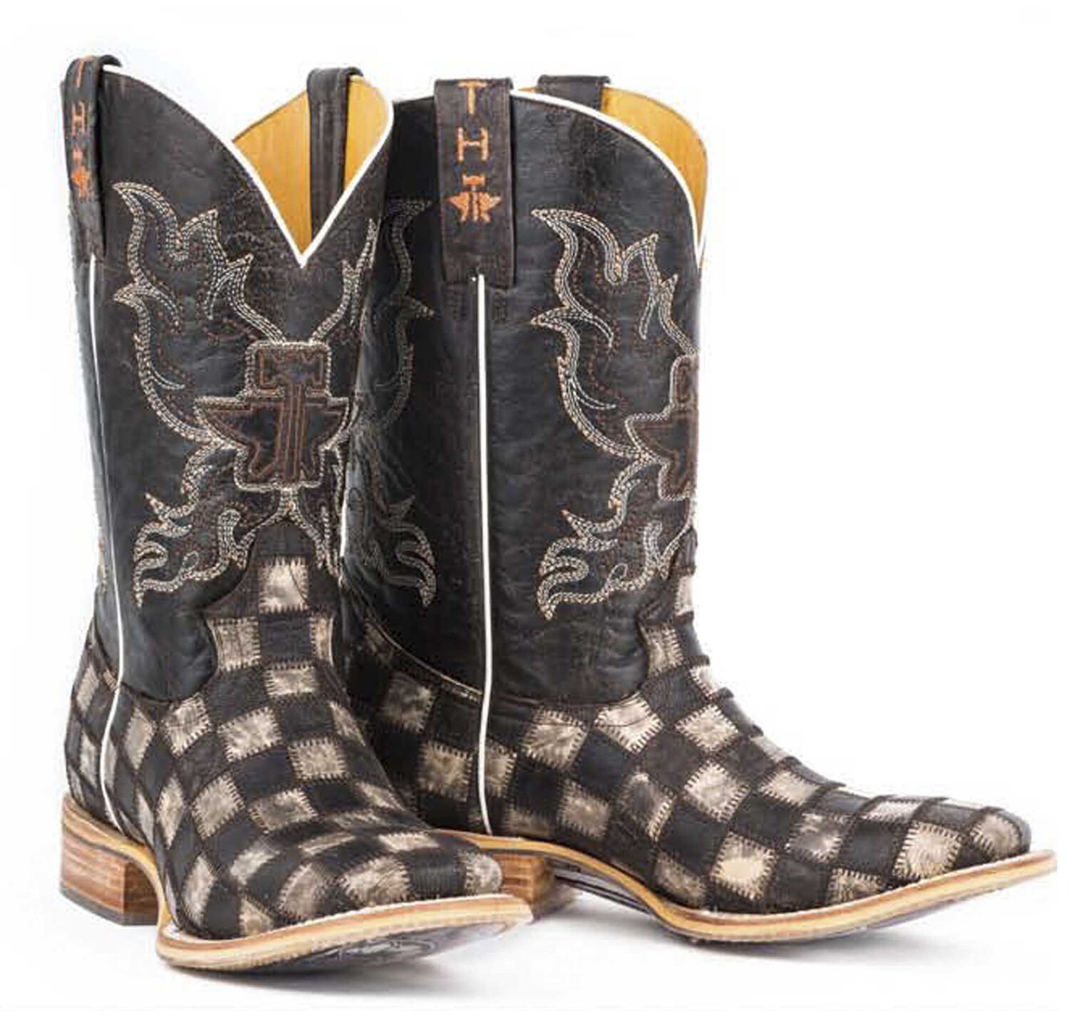 Image #3 - Tin Haul Men's Gunslinger Checkered Western Boots - Broad Square Toe, Brown, hi-res