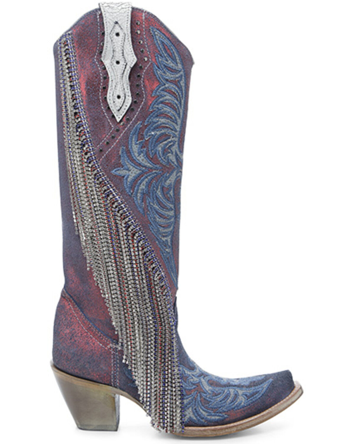Image #2 - Corral Women's Chameleon Effect Tall Western Boots - Snip Toe, Red, hi-res