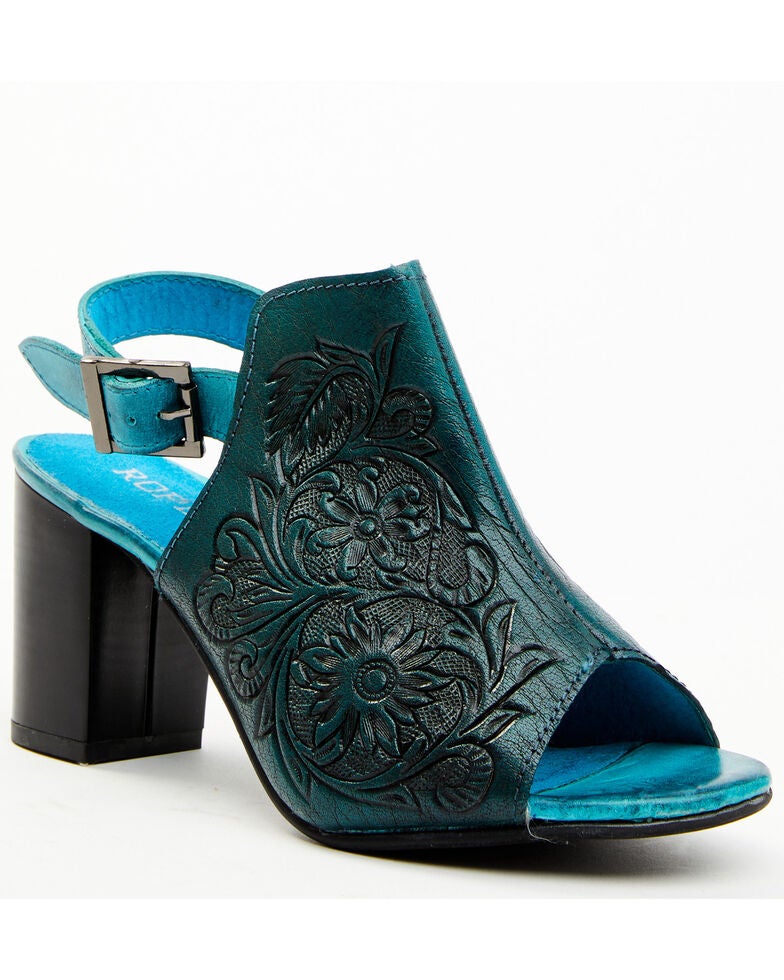 roper tooled leather sandals