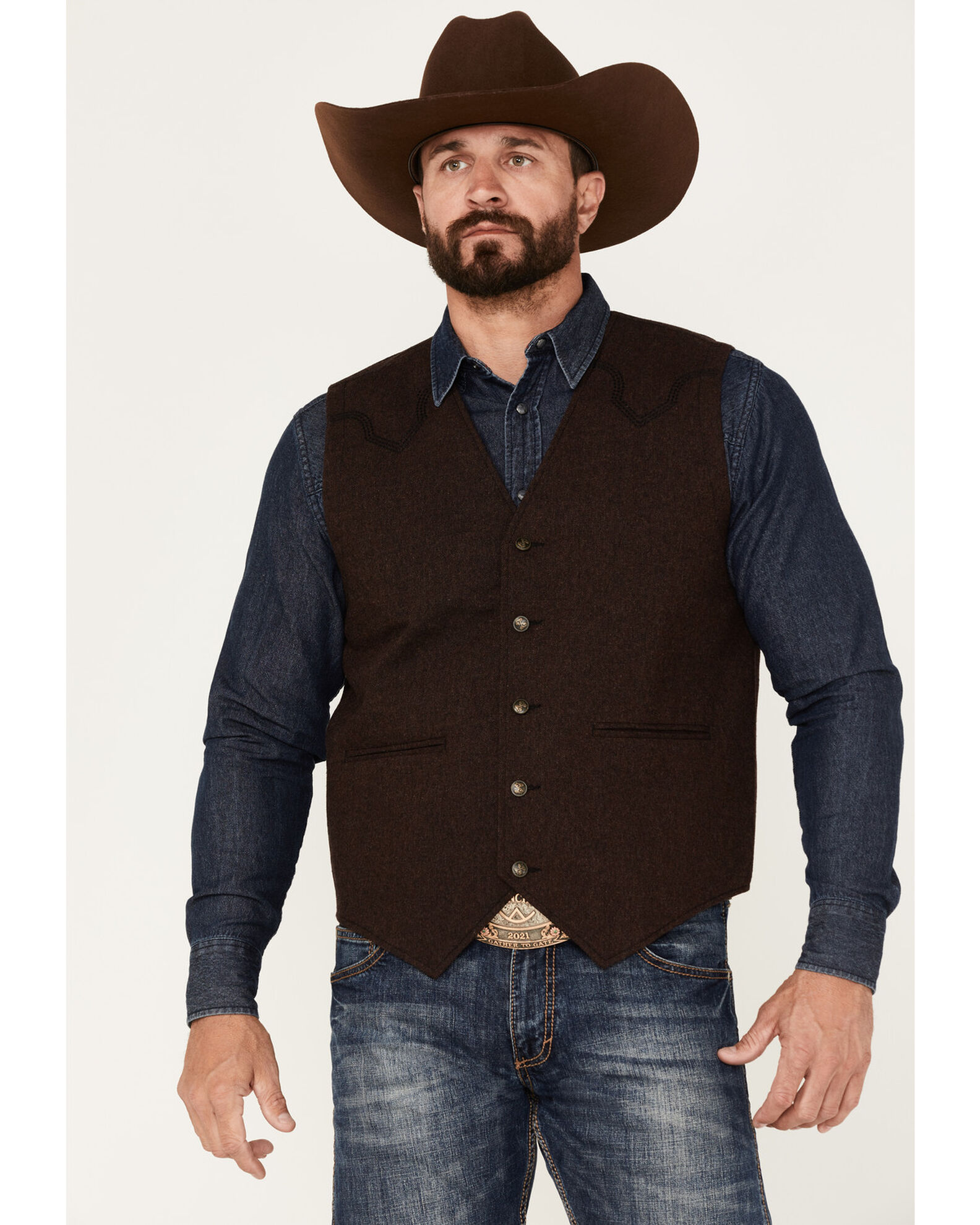 Image #1 - Moonshine Spirit Men's Watering Hole Vest, Brown, hi-res