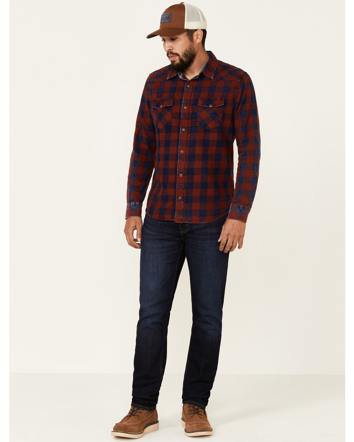 Image #2 - Flag & Anthem Men's McLennan Navy Vintage Plaid Long Sleeve Snap Western Shirt, Navy, hi-res