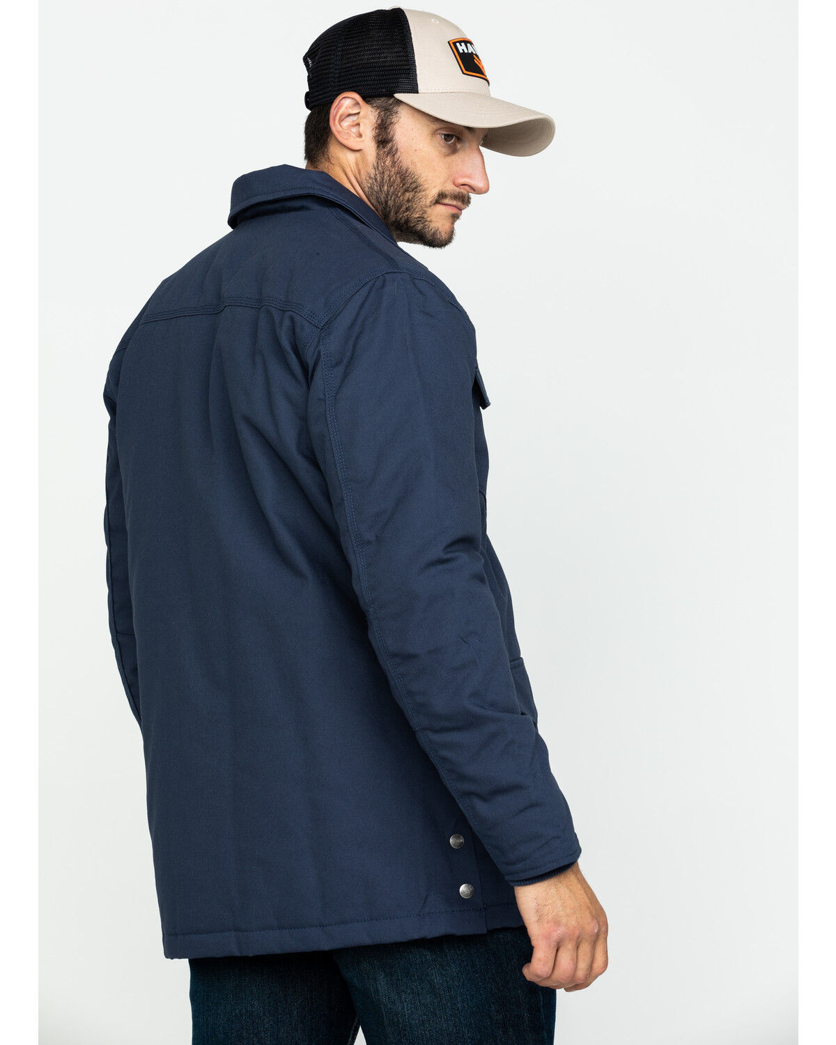 Image #2 - Wrangler Men's Ripstop Quilted Barn Coat, Navy, hi-res