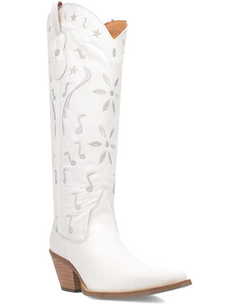Dingo Women's Rhymin Tall Western Boots - Pointed Toe, White, hi-res