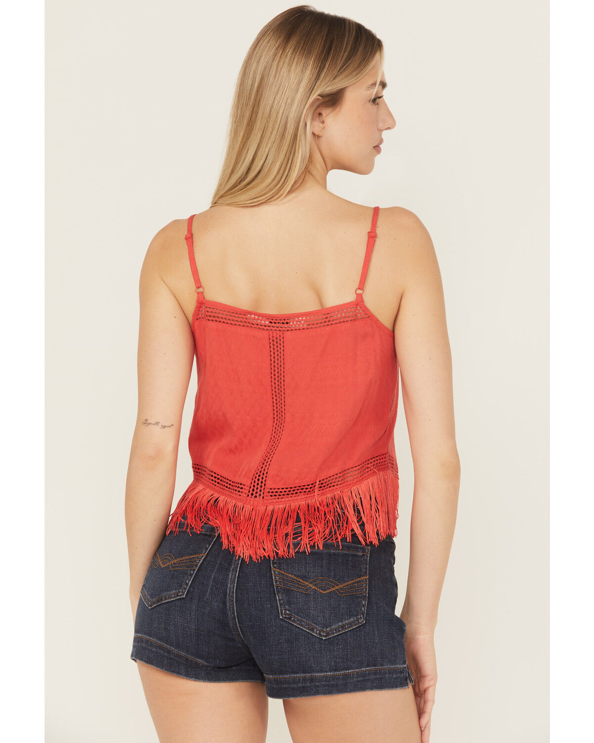 Image #4 - Idyllwind Women's Briarwick Jacquard Fringe Sleeveless Tank Top, Coral, hi-res