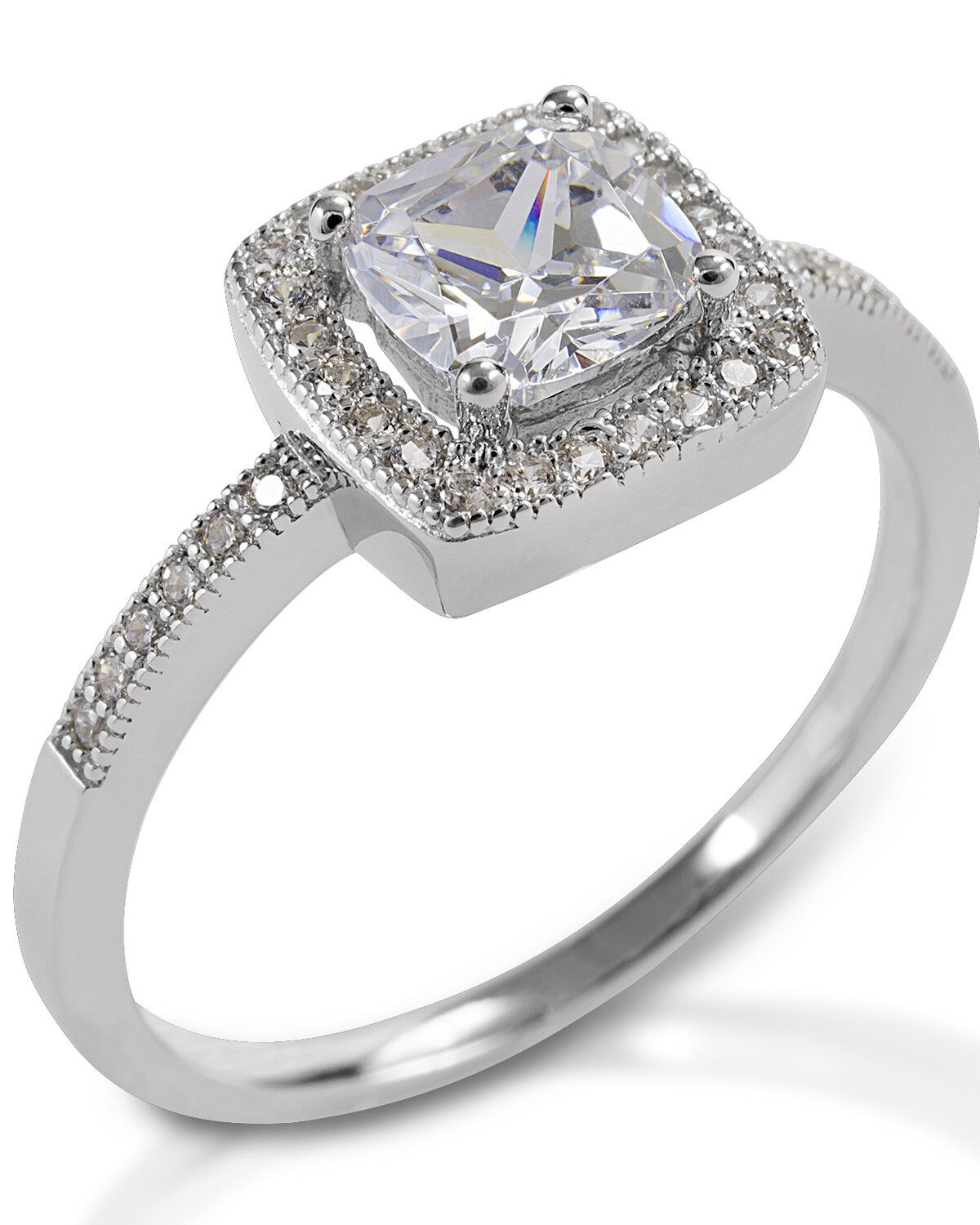 Image #1 - Kelly Herd Women's Square Bevel Set Pave Ring, Silver, hi-res