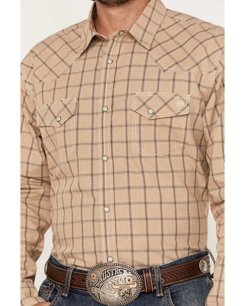 Image #3 - Blue Ranchwear Men's Twill Plaid Print Long Sleeve Western Snap Shirt, Medium Yellow, hi-res