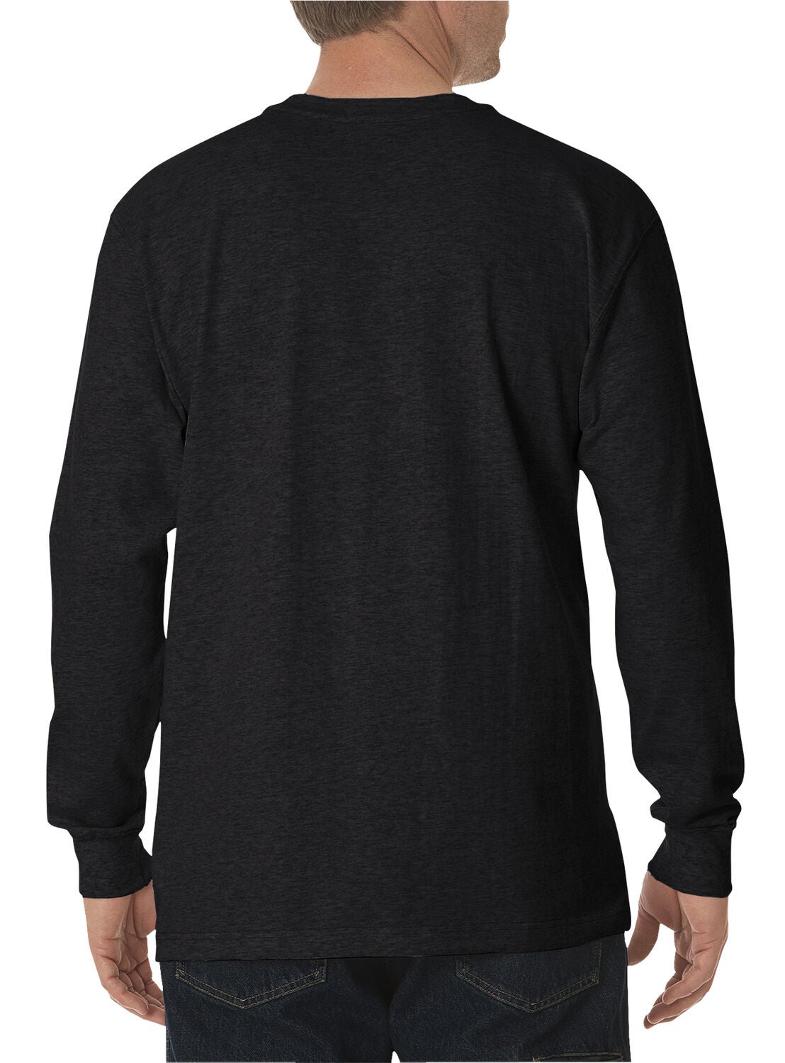 Image #2 - Dickies Men's Long Sleeve Heavyweight Crew Neck Tee, Black, hi-res