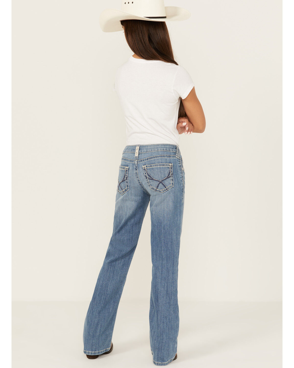 Image #3 - Ariat Girls' Medium Wash Tennesse Bootcut Denim Jeans, Blue, hi-res