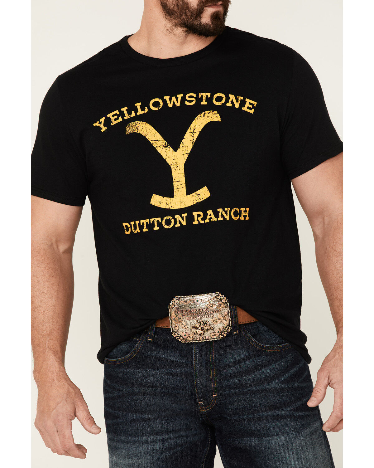 Image #3 - Paramount Network's Yellowstone Men's Dutton Ranch Logo Short Sleeve T-Shirt, Black, hi-res