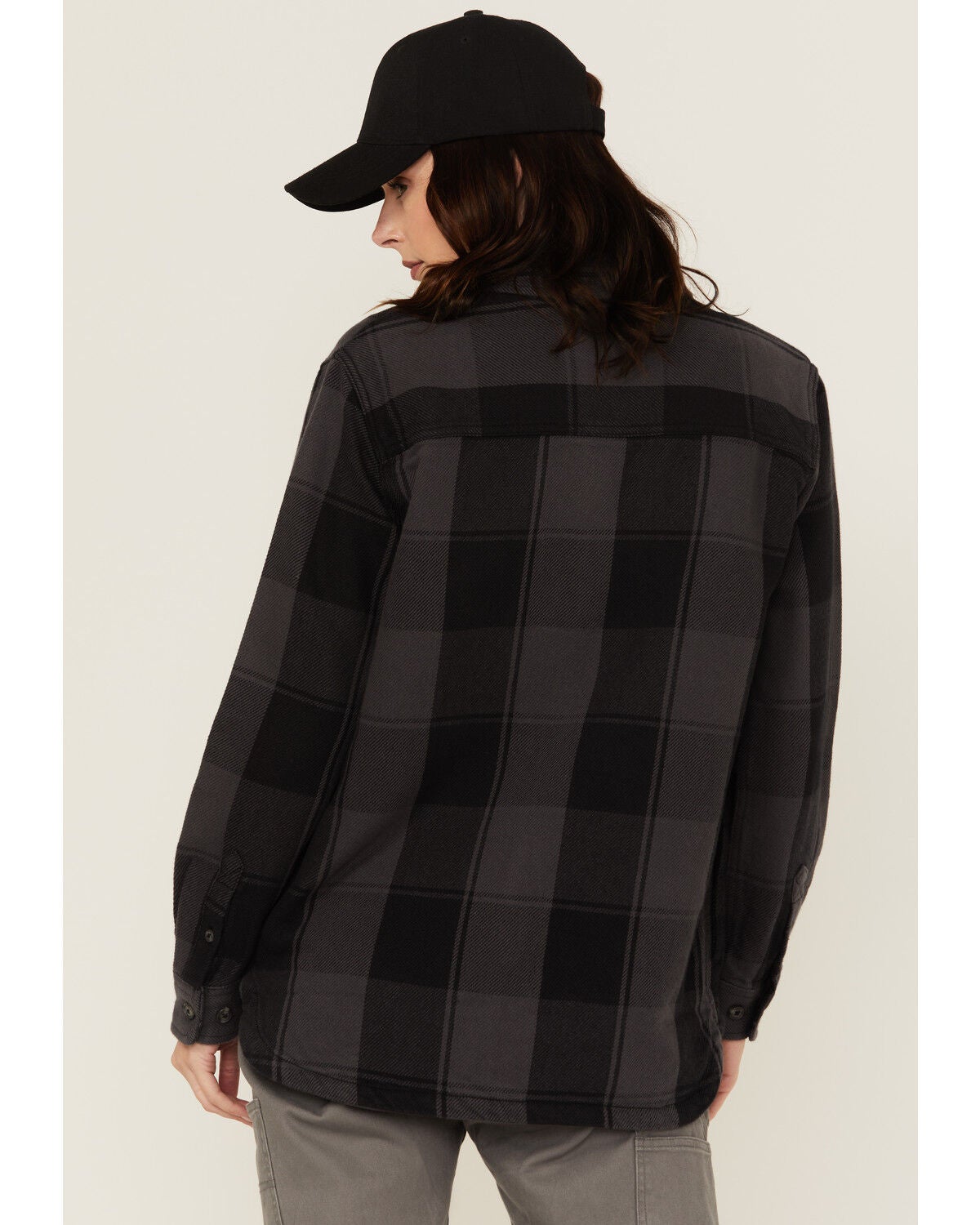 Image #4 - Carhartt Women's Rugged Flex&reg; Loose Fit Heavyweight Duck Long Sleeve Button-Down Shacket, Black, hi-res