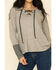 Mystree Women's Grey Waffle Knit Lace Up Neck Top , Grey, hi-res