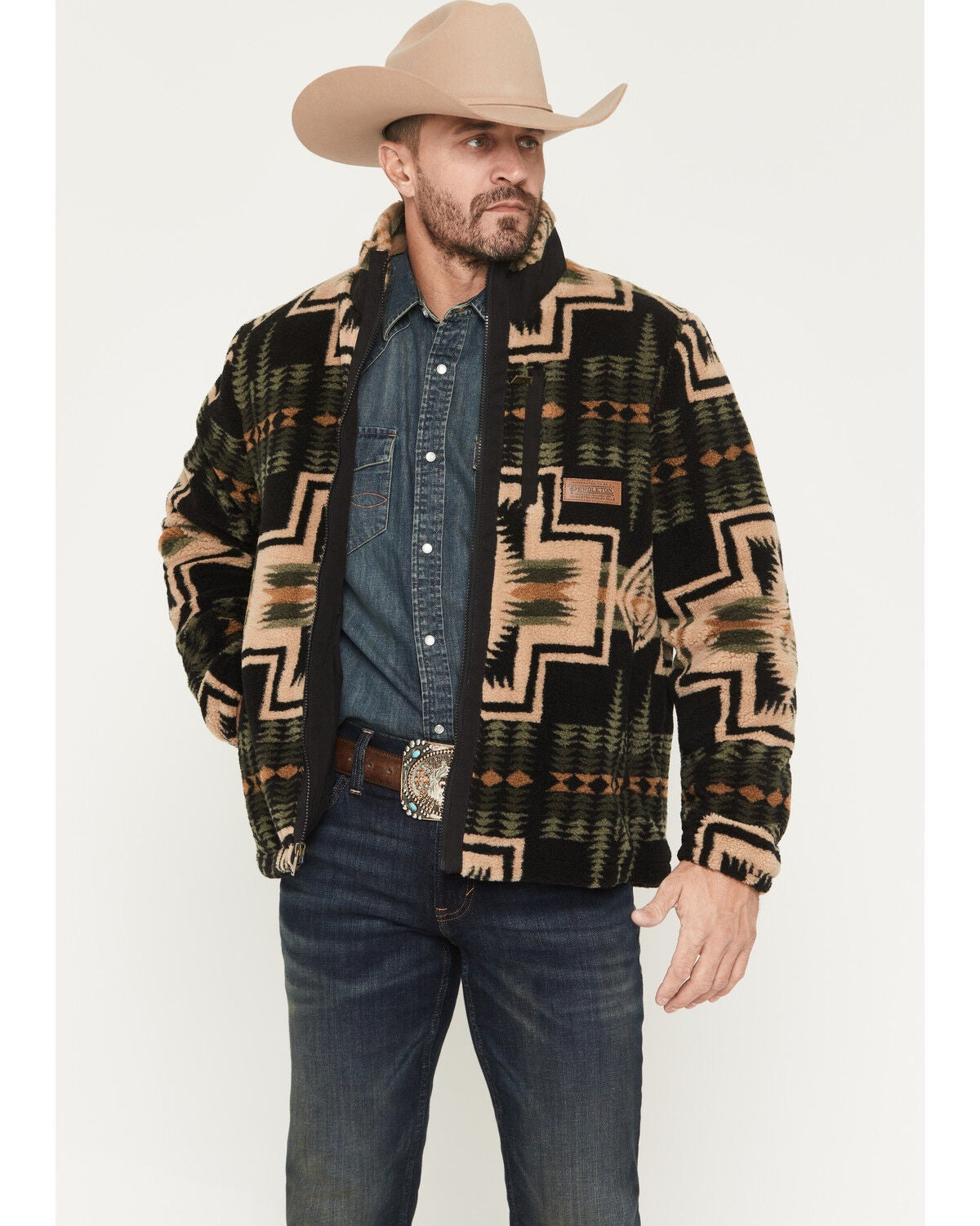Pendleton Men's Tahuya Harding Printed Berber Jacket, Black, hi-res