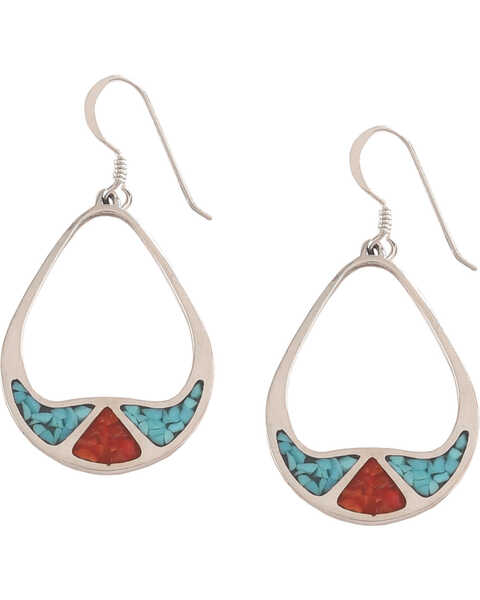 Silver Legends Turquoise & Coral Earrings, Turquoise, hi-res