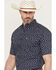 Image #2 - Ariat Men's Cian Paisley Print Short Sleeve Button-Down Western Shirt, Navy, hi-res