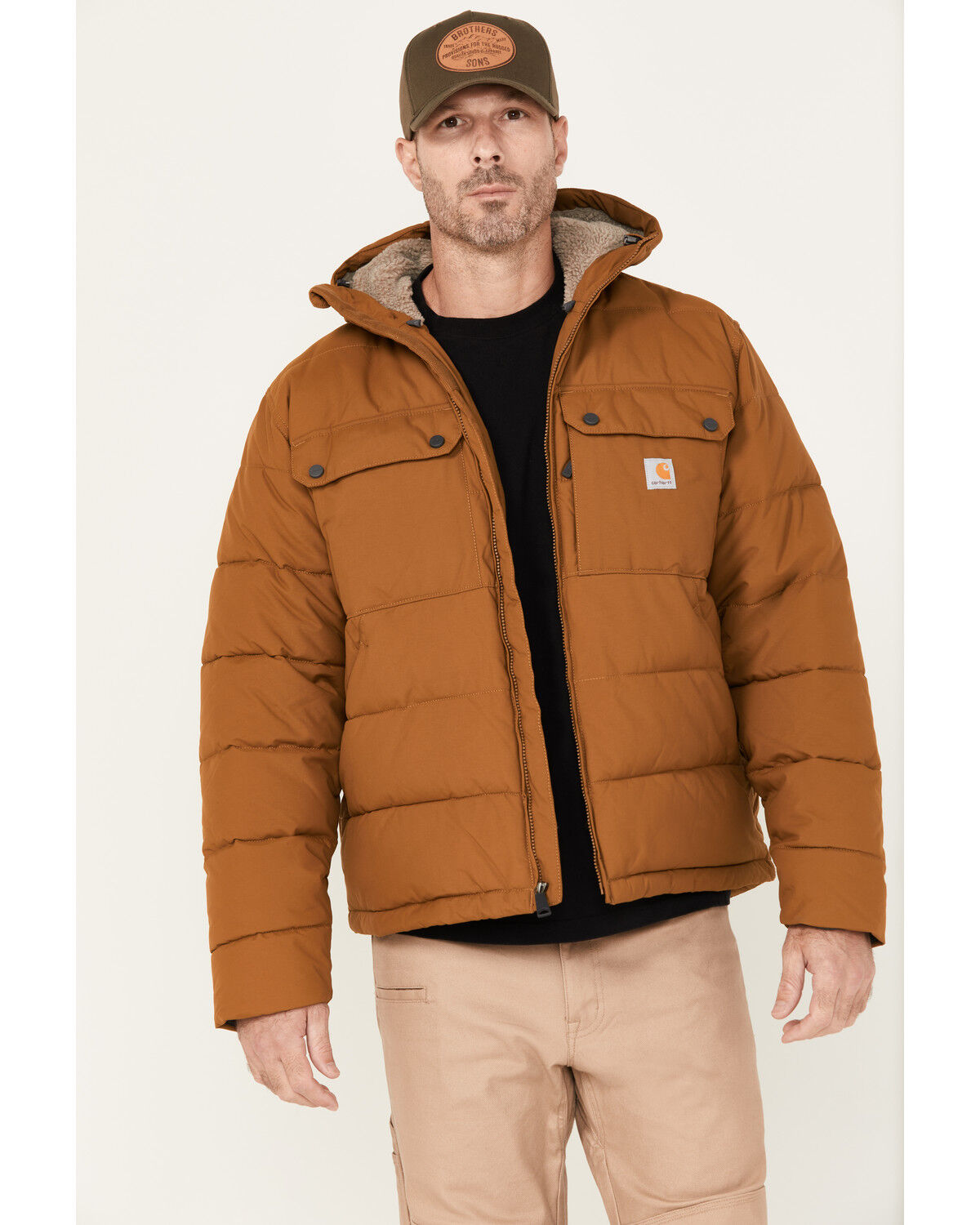 Image #1 - Carhartt Men's Rain Defender® Loose Fit Midweight Insulated Jacket, Brown, hi-res