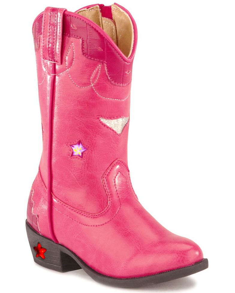 Smoky Mountain Toddler Girls' Stars Light Up Pink Boots - Medium Toe, Hot Pink, hi-res
