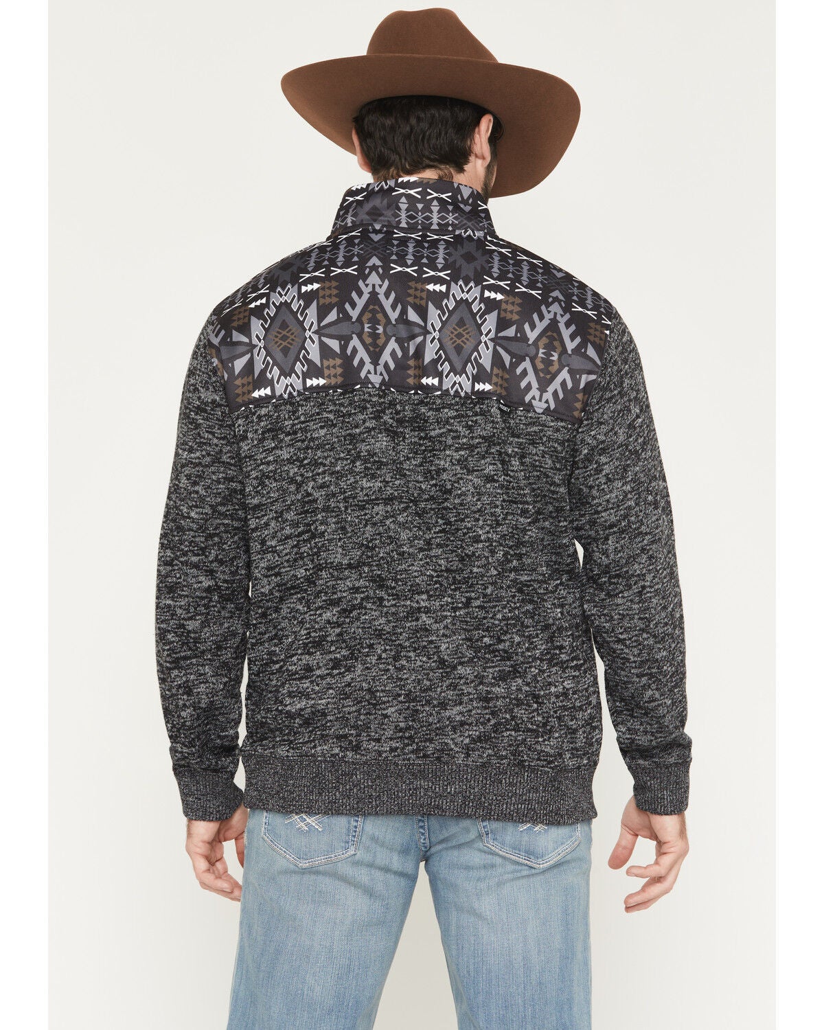 Image #4 - Hooey Men's Stevie Colorblock Southwestern Print 1/4 Snap Pullover, Black, hi-res