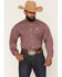 Image #1 - Cinch Men's Geo Print Long Sleeve Button-Down Stretch Western Shirt, Pink, hi-res