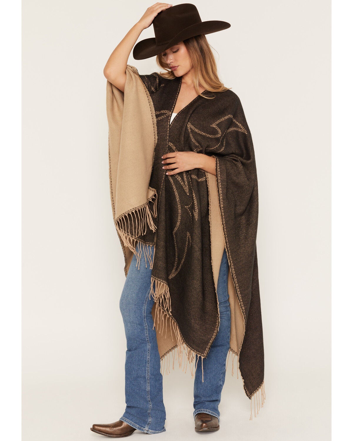 Image #1 - Idyllwind Women's Kenway Boot Stitch Shawl, Black, hi-res