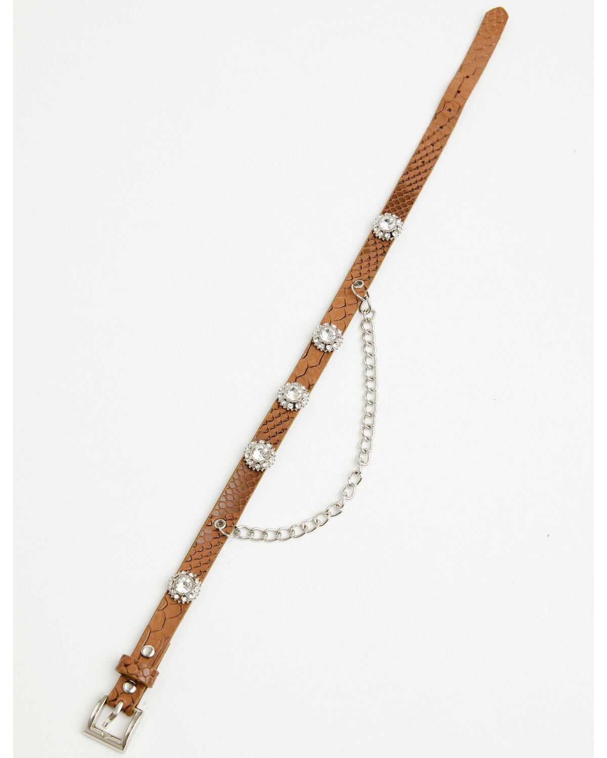 Image #1 - Shyanne Women's Rhinestone Concho Boot Bracelet with Chain, Brown, hi-res