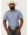 Image #1 - Pendleton Men's Carson Chambray Dobby Short Sleeve Button Down Western Shirt , Blue, hi-res