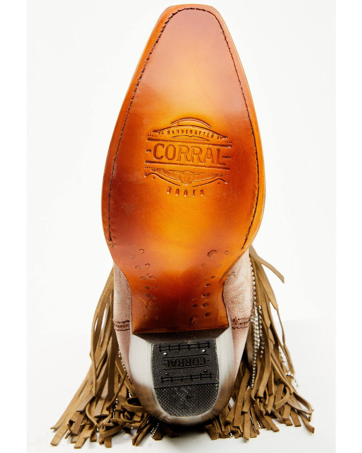 Image #7 - Corral Women's Embroidered and Crystal Eagle Fringe Western Boots - Snip Toe, Beige, hi-res