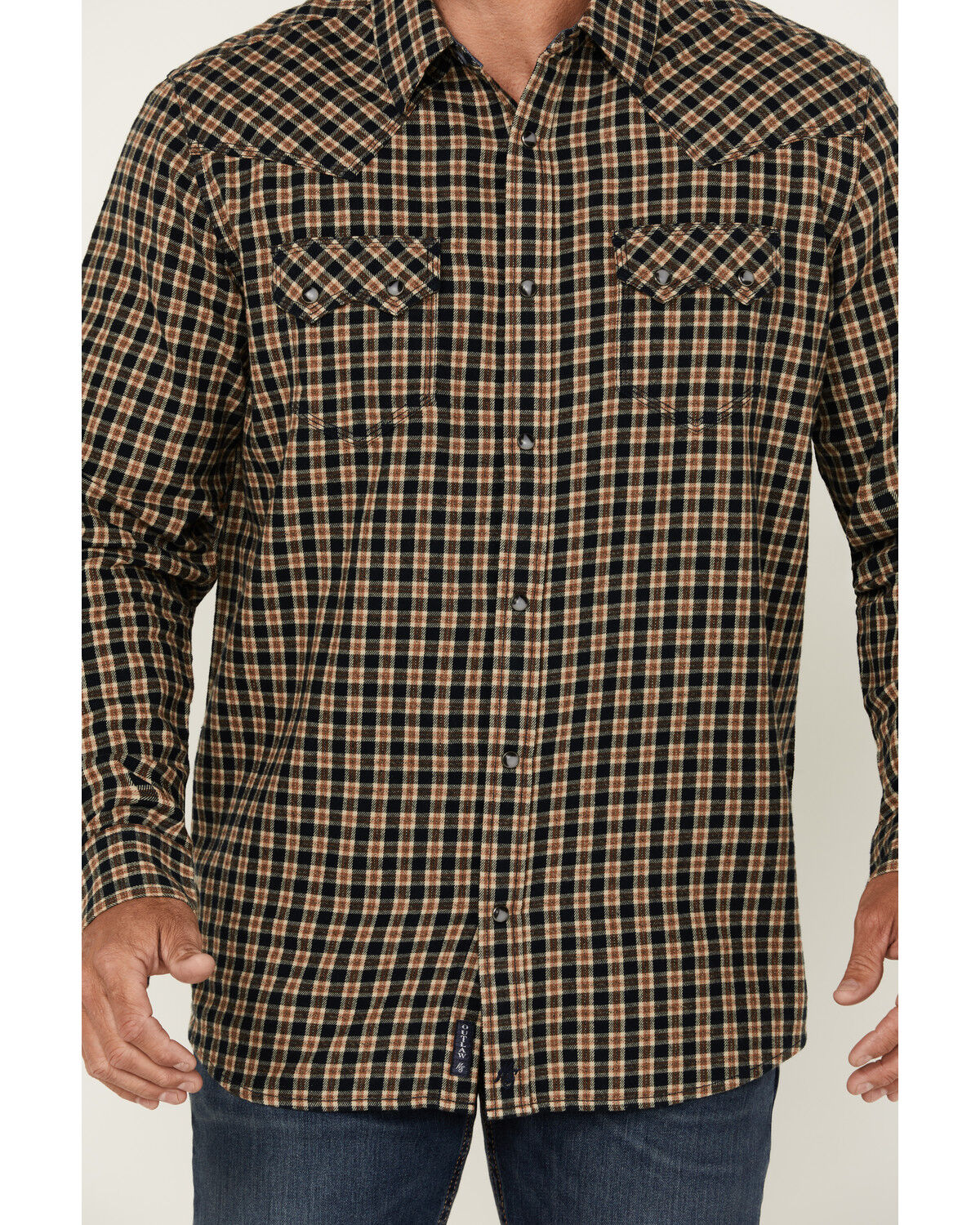 Image #3 - Moonshine Spirit Men's Bar Table Plaid Print Long Sleeve Snap Western Shirt, Navy, hi-res