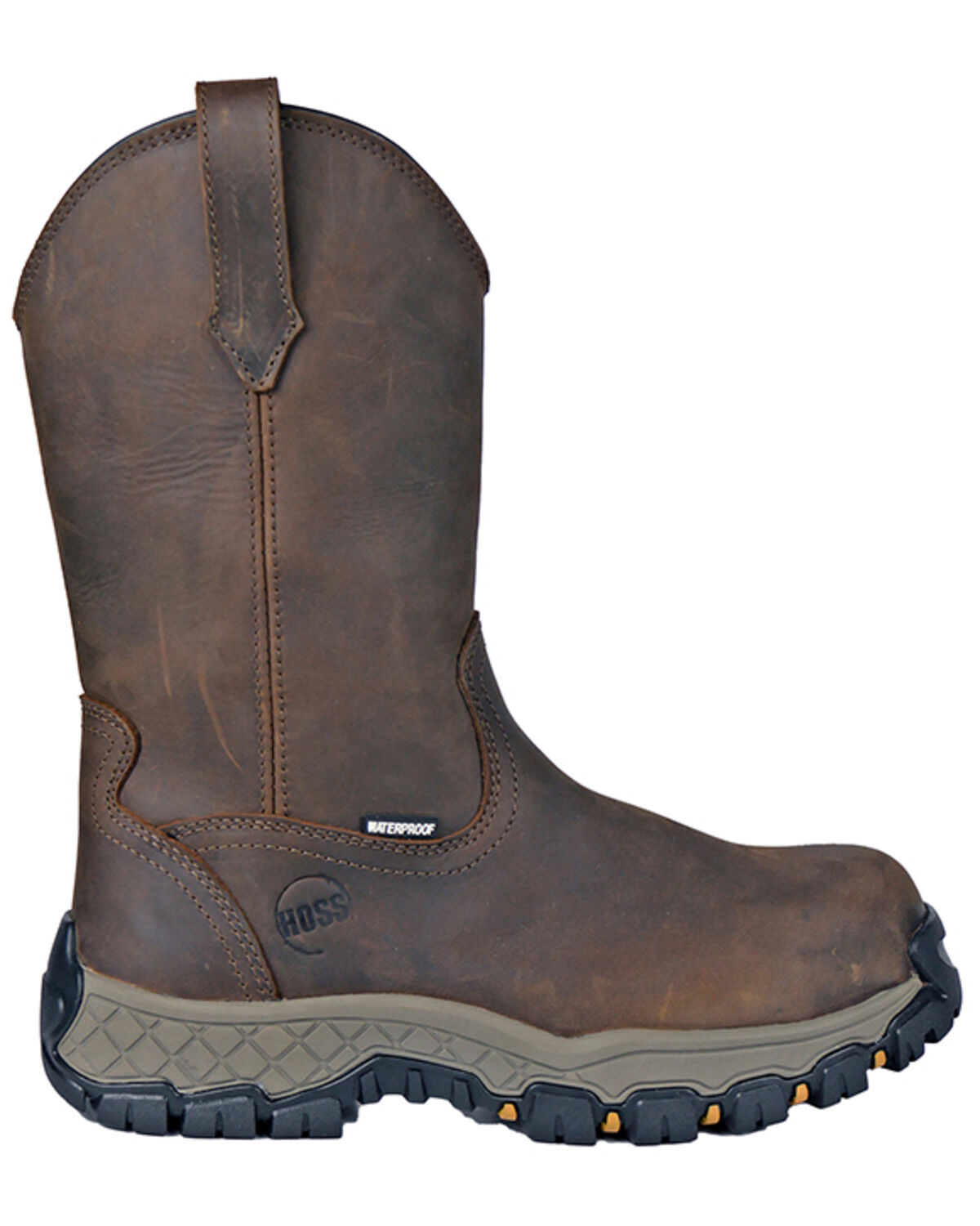 Image #2 - Hoss Men's 11" Waterproof Wellington Work Boots - Composite Toe, Brown, hi-res