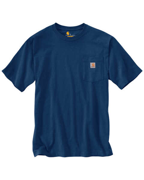 Carhartt Men's Loose Fit Heavyweight Logo Pocket Work T-Shirt - Big & Tall, Dark Blue, hi-res
