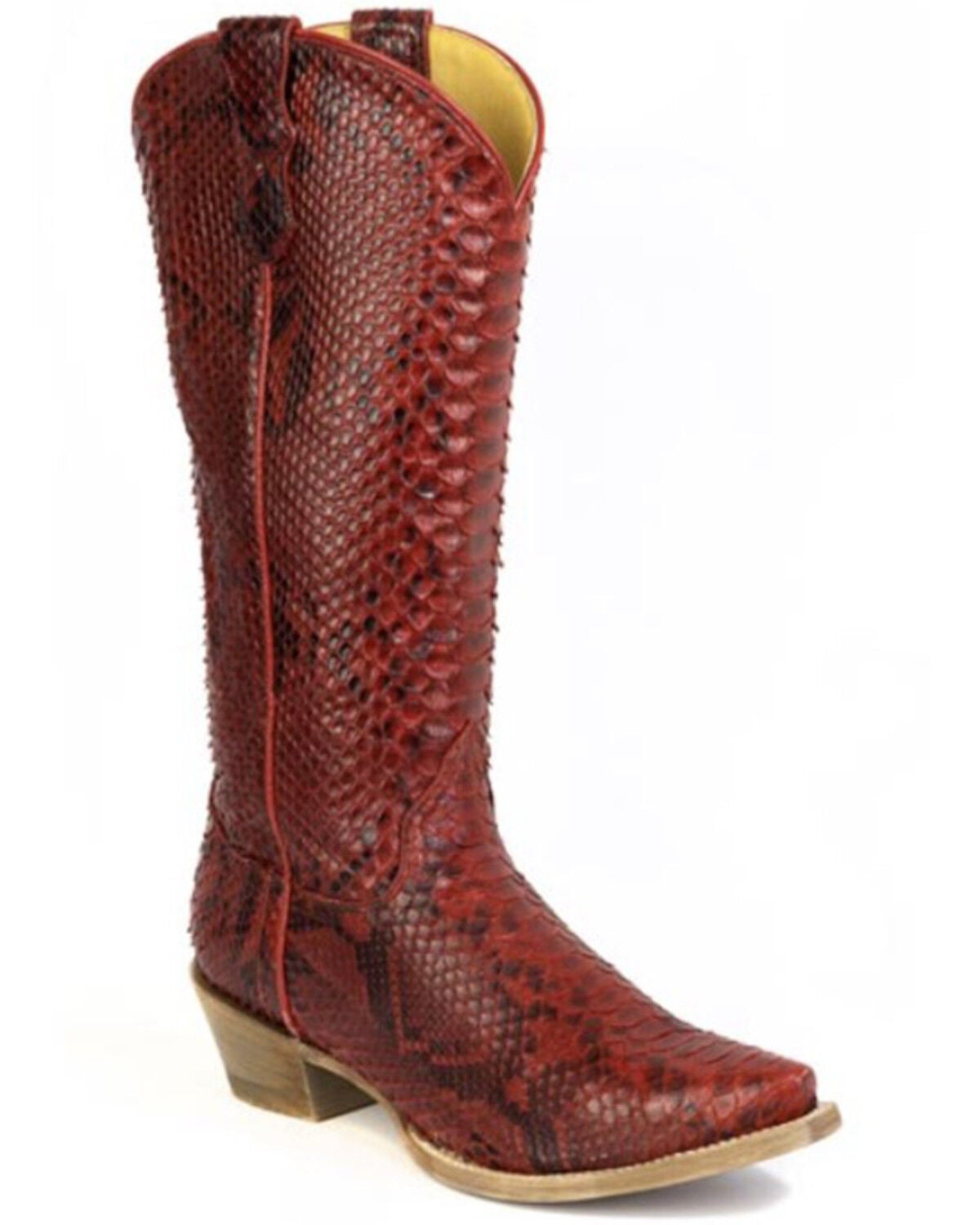 Roper Women's Fire Red Exotic Python Western Boots - Snip Toe, Red, hi-res