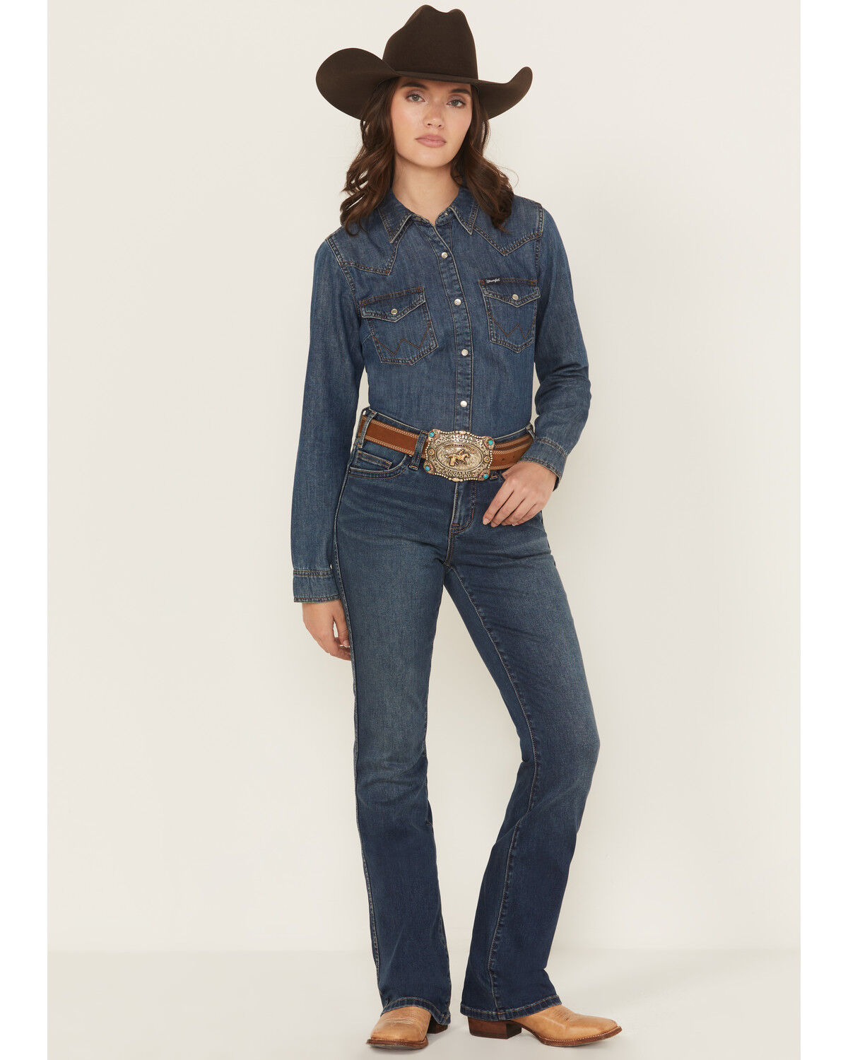 Image #1 - Rock & Roll Denim Women's Medium Wash Mid Rise Bootcut Stretch Denim Jeans, Medium Wash, hi-res