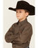 Image #2 - Cinch Boys' Geo Print Long Sleeve Button-Down Western Shirt, Brown, hi-res