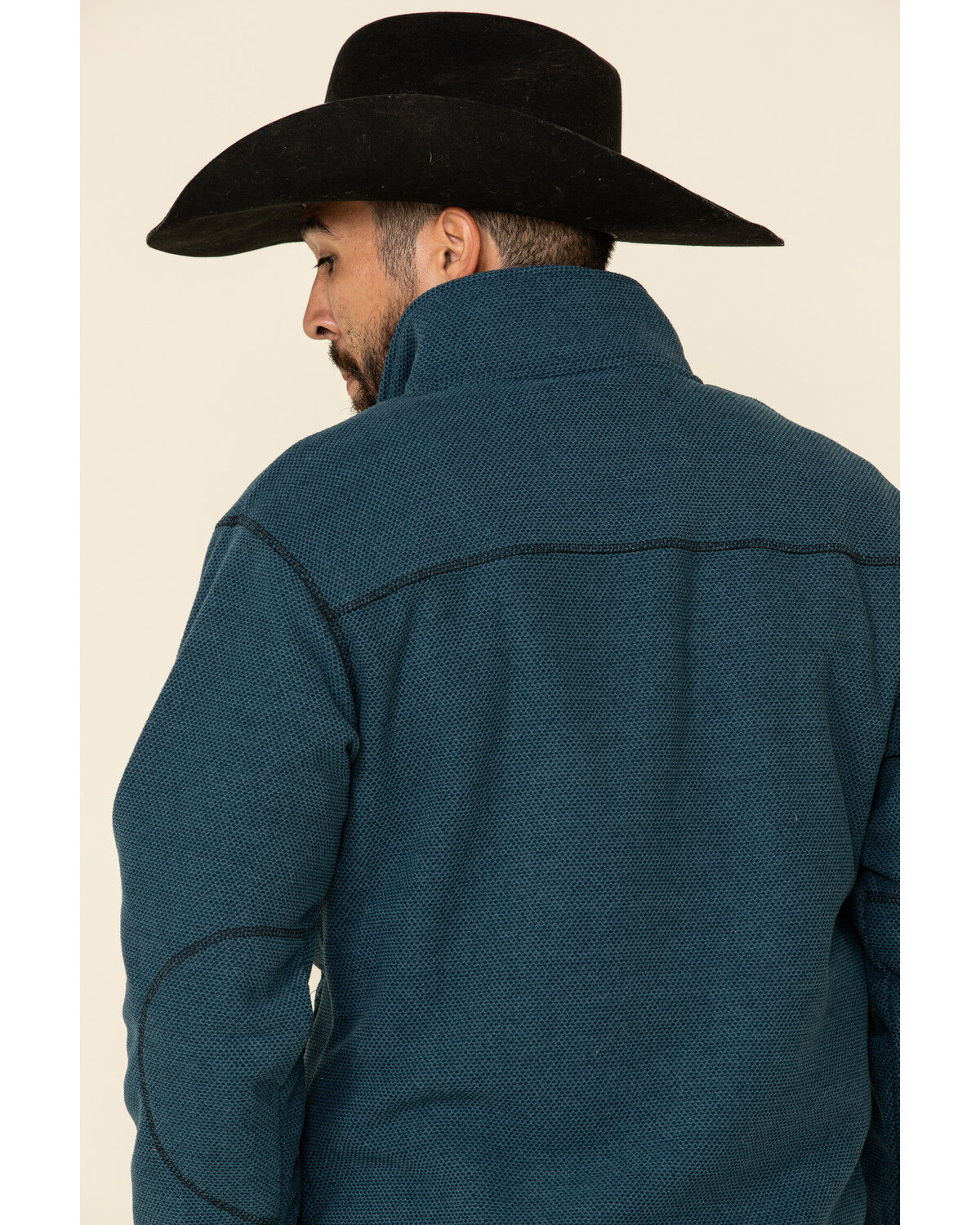 Image #5 - Powder River Outfitters Men's Teal Waffle Melange Knit Zip-Front Jacket, Teal, hi-res