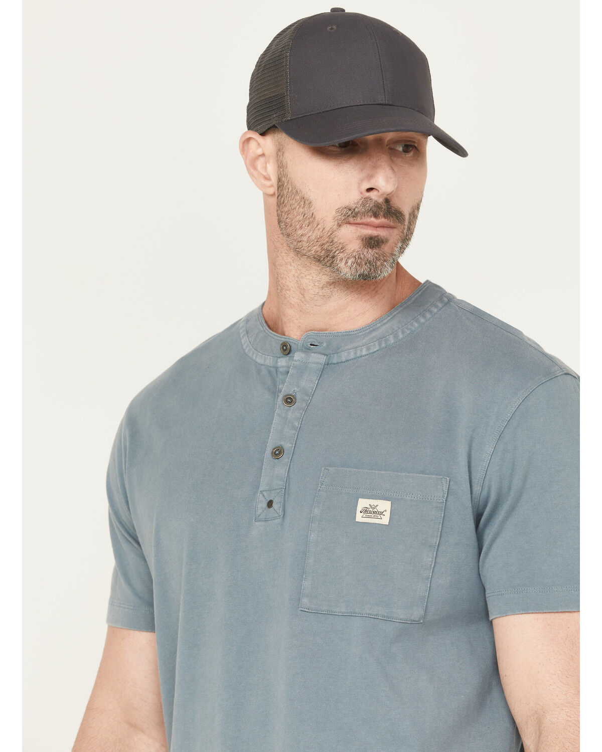 Image #2 - Thorogood Men's Vintage Wash Short Sleeve Pocket Work T-Shirt, Light Blue, hi-res