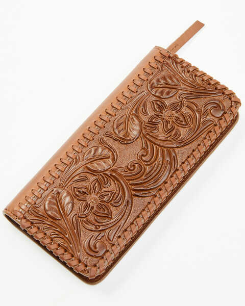 Image #1 - Shyanne Women's Laurel Tooled Leather Wallet , Brown, hi-res