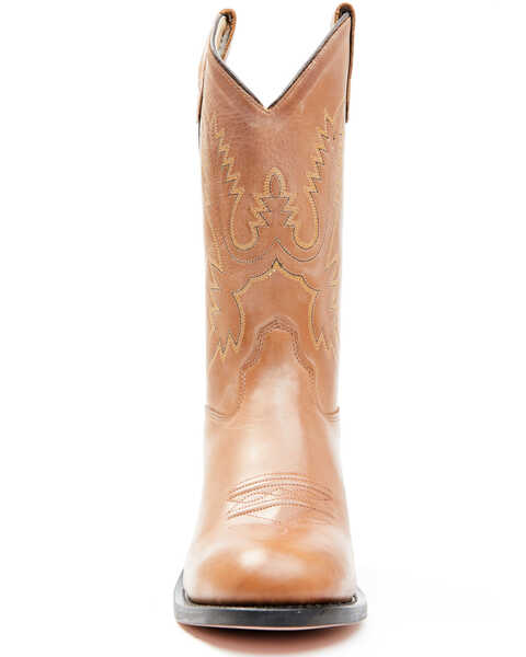 Old West Youth Girls' Corona Calfskin Western Boots - Round Toe, Tan, hi-res