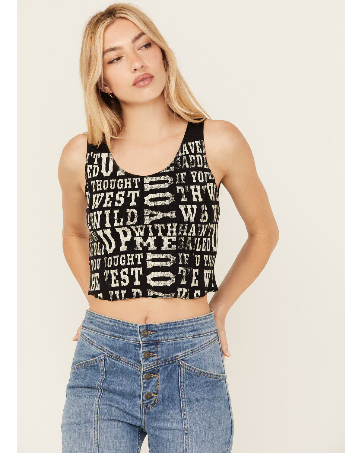 Image #2 - Idyllwind Women's Rhett The West Was Wild Graphic Rib Knit Tank, Black, hi-res