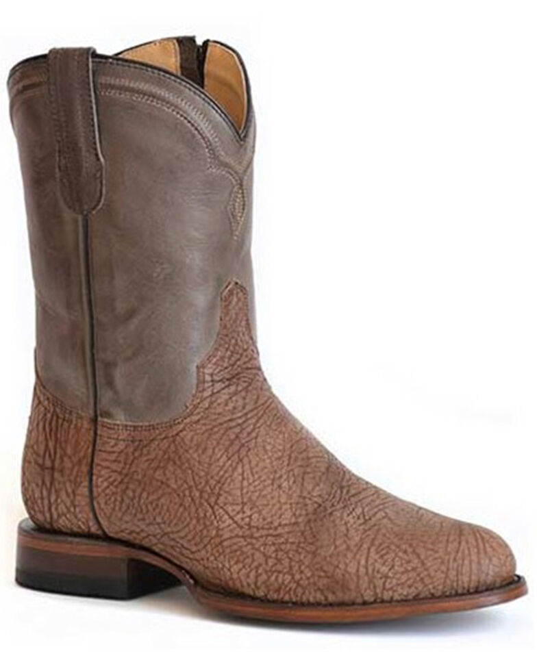 Stetson Men's Rancher Zip Oily Bison Vamp Western Roper Boots - Round Toe , Brown, hi-res