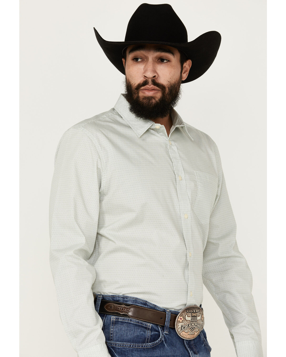 Image #2 - Cody James Men's Bar Stool Geo Print Long Sleeve Button-Down Western Shirt, Light Green, hi-res