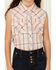 Image #3 - Cumberland Outfitters Girls' Plaid Print Sleeveless Pearl Snap Western Shirt, Peach, hi-res
