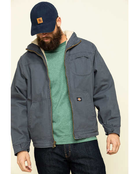 Image #1 - Dickies Hooded Sherpa Lined Work Jacket, Charcoal, hi-res